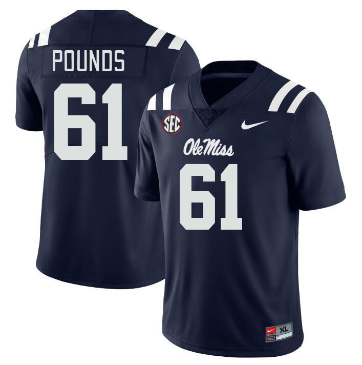 Men #61 Diego Pounds Ole Miss Rebels College Football Jerseys Stitched-Navy